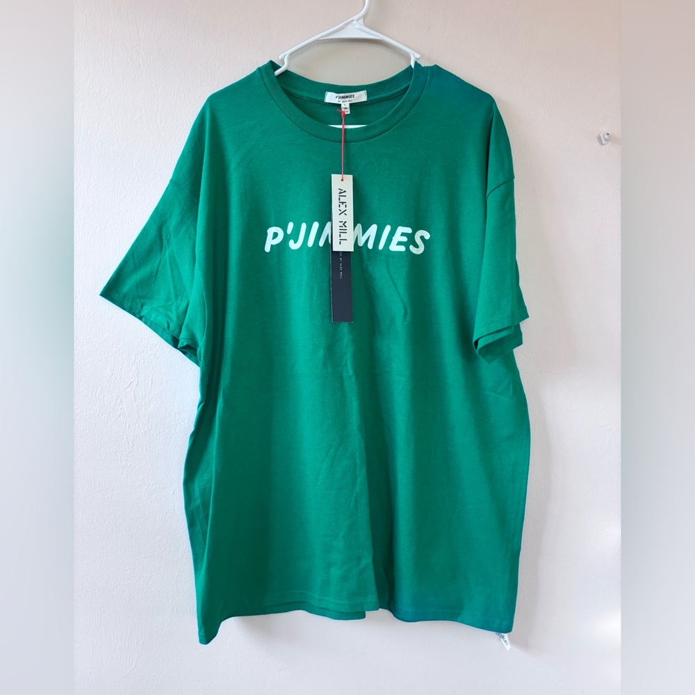 P’Jimmies By Alex Mill Sleep Tee Size Large Green 100% Cotton NEW